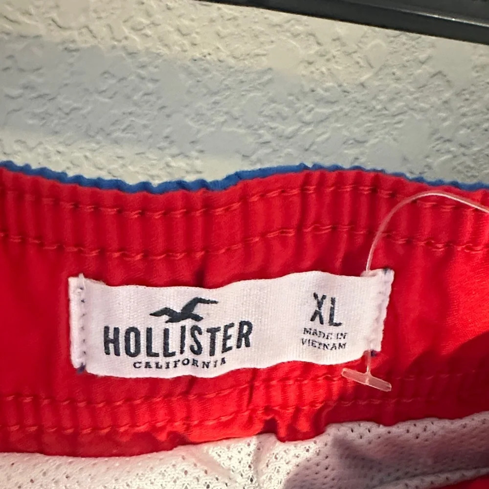 Hollister Bright Blue Swim Trunks with Red Accents - Picture 2 of 2